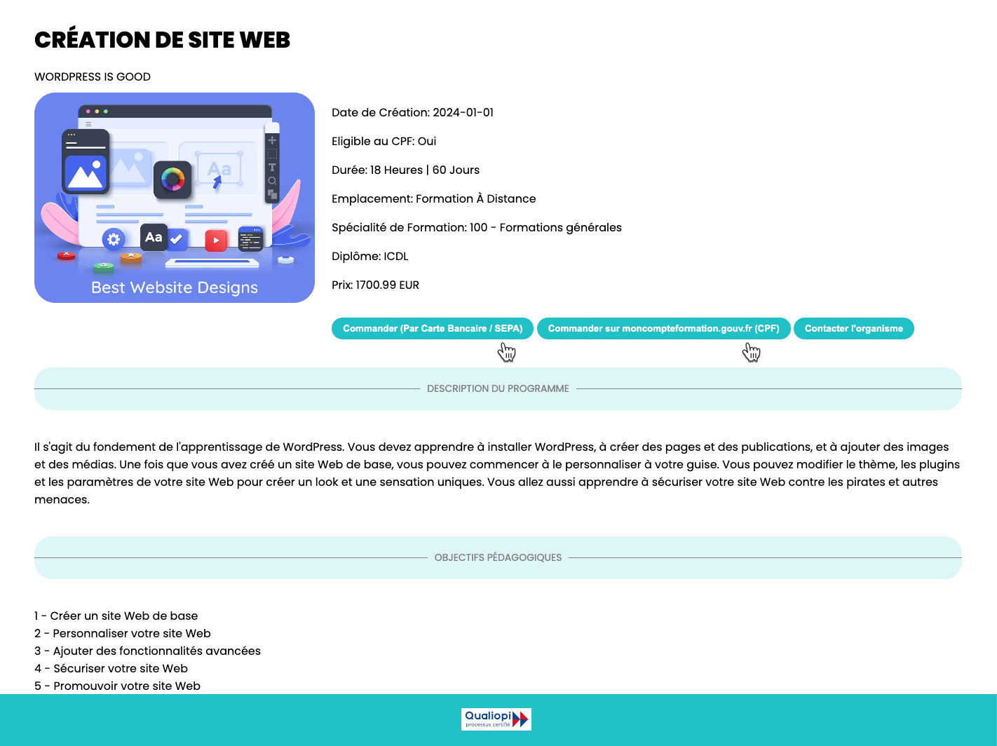 catalogue en ligne pour organisme de formation